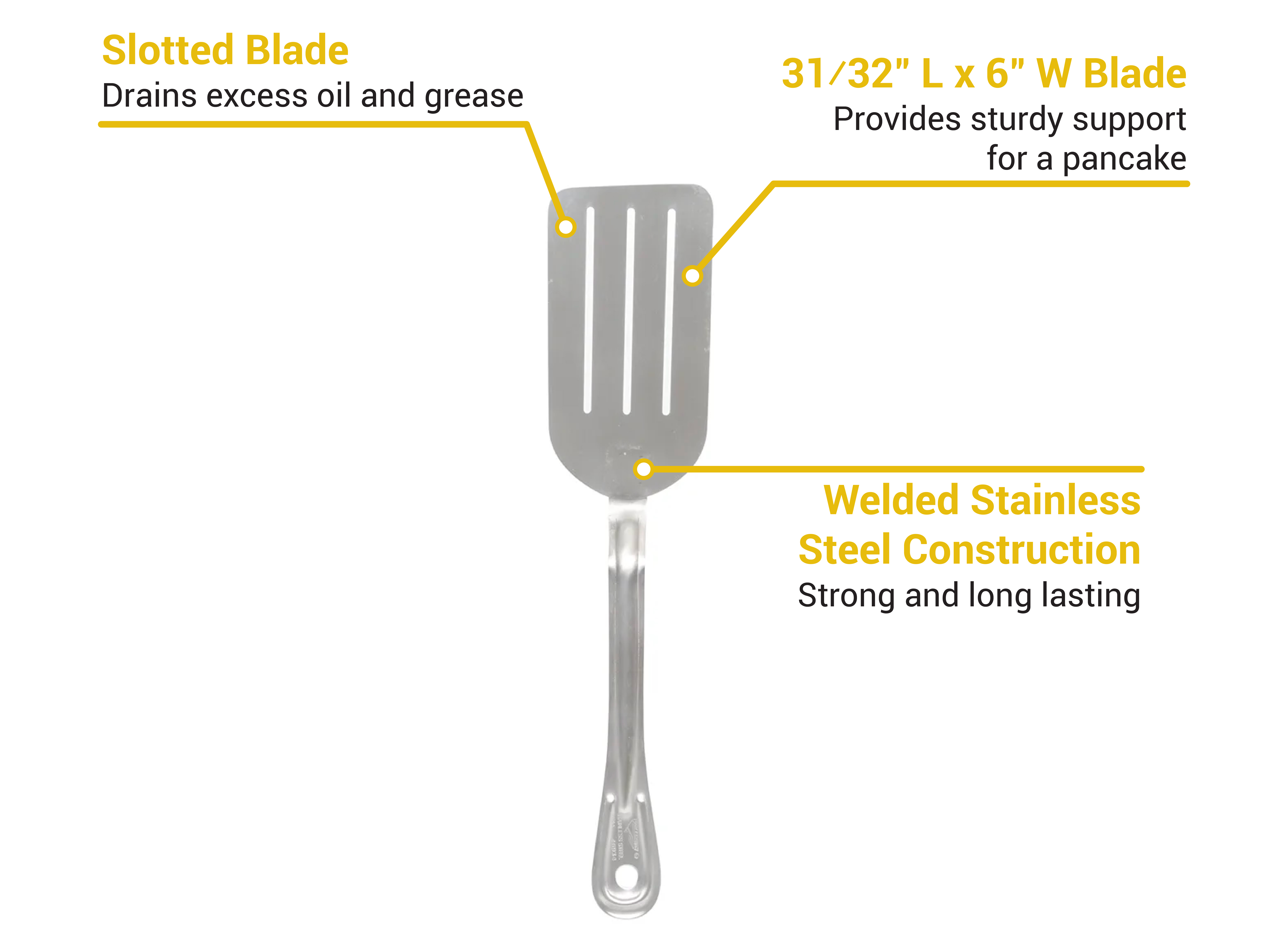 3 x 6 FLEXIBLE SLOTTED STAINLESS STEEL 14 PANCAKE TURNER