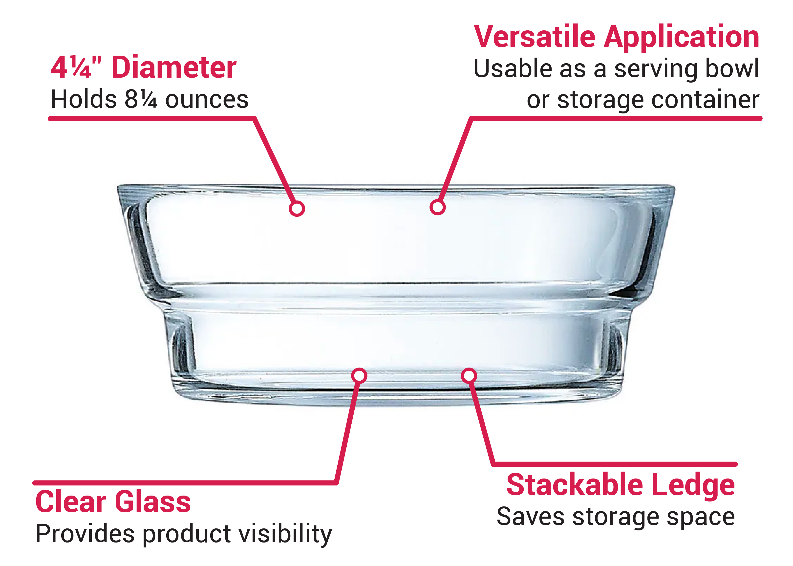 Arcoroc Q1762 8 1/4 oz So Urban Food Storage Bowl - Glass