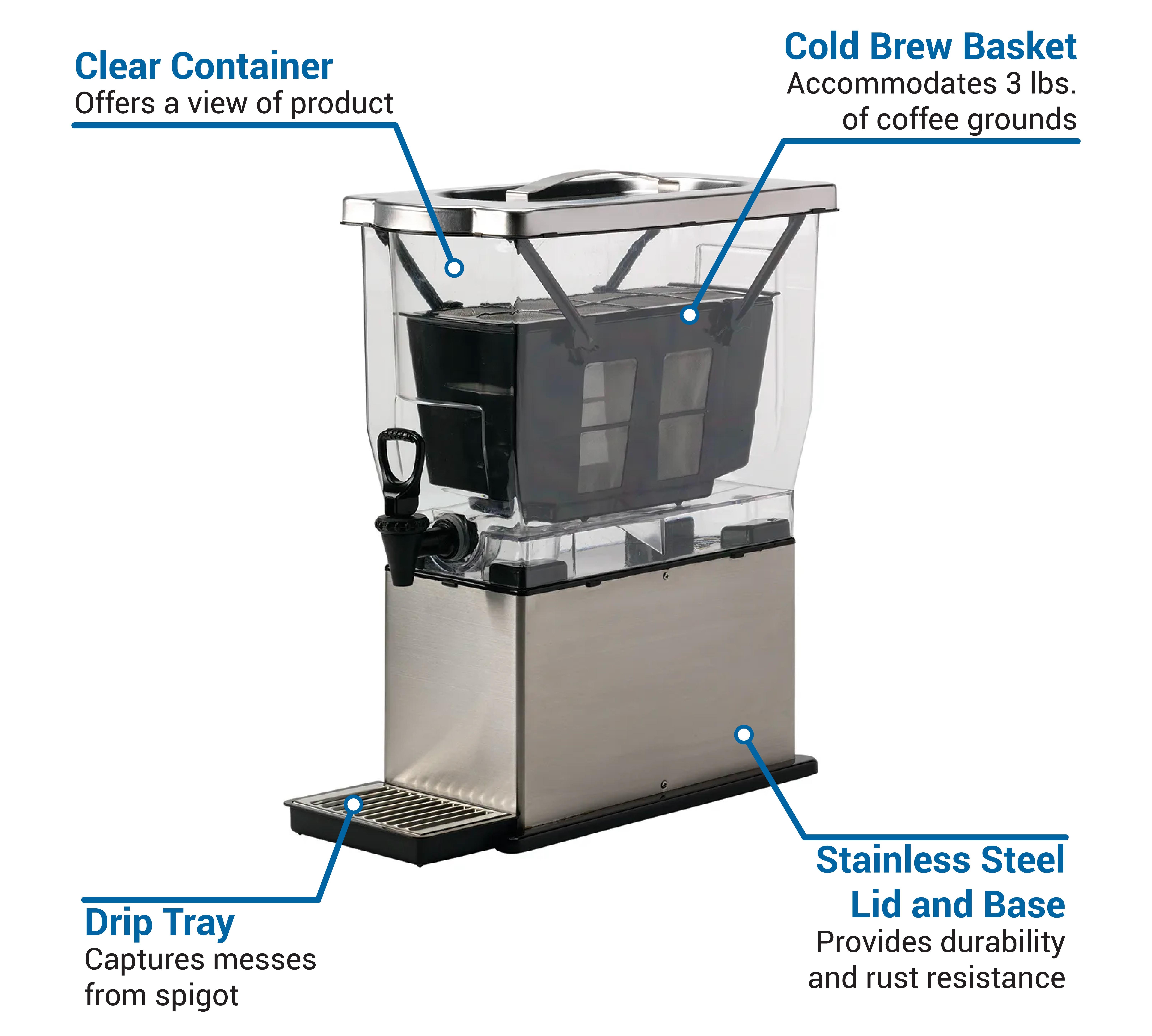 Service Ideas Cold Brew Brewer/Dispenser - 3 Gal