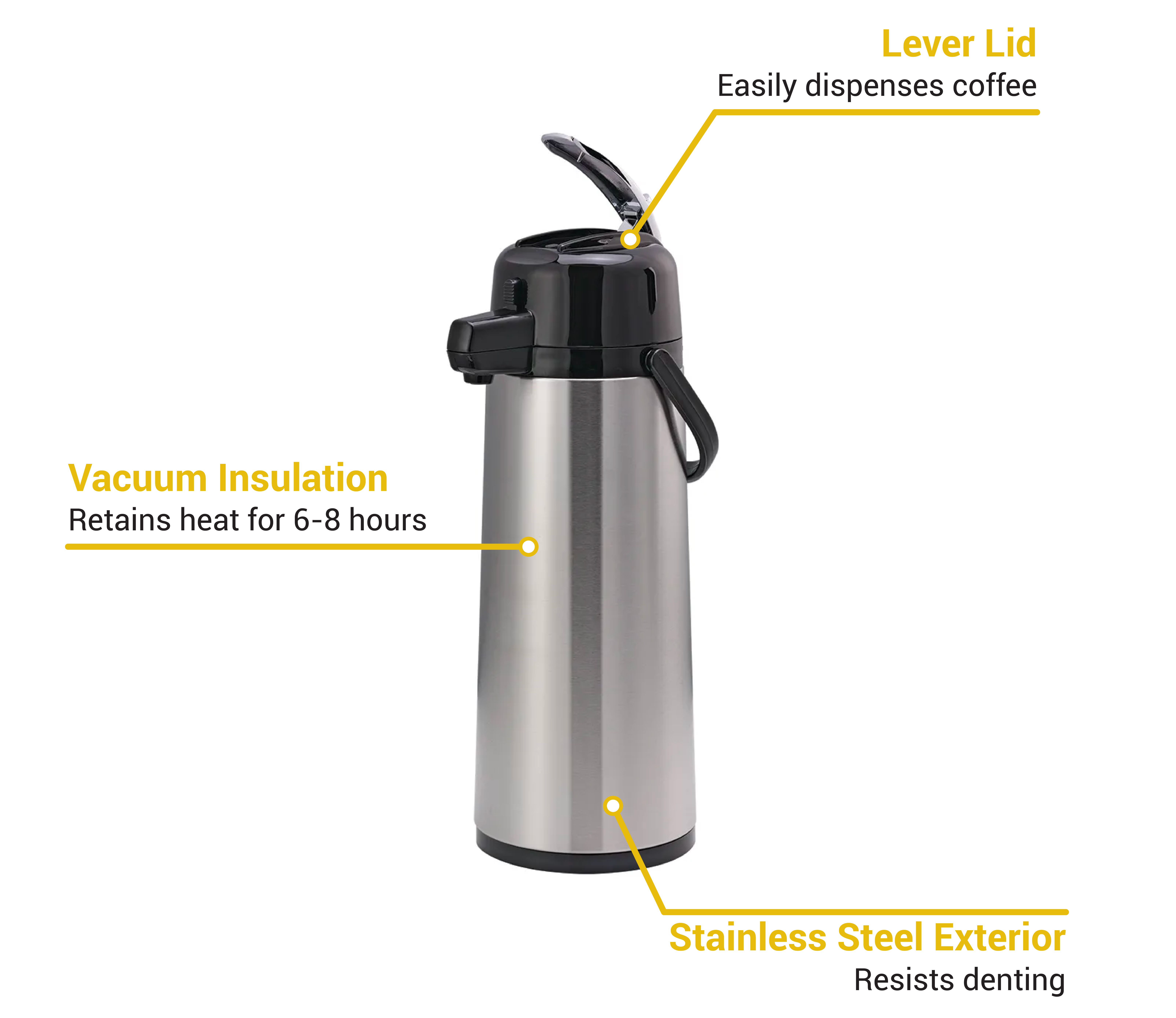 BUNN 32125.0000 2.5 Liter Lever-Action Commercial Airpot, Stainless Steel 