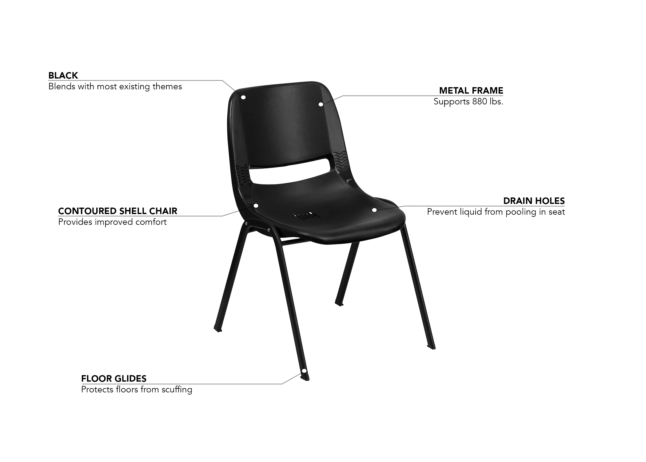Flash Furniture RUTEO1BKGG Features