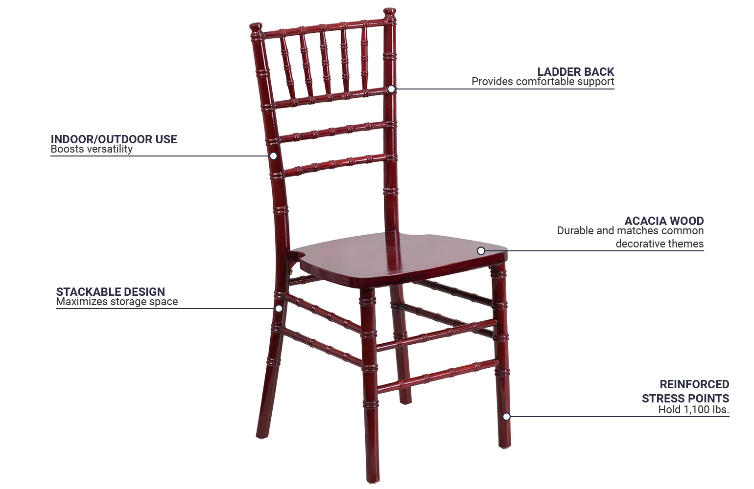 Hercules Series Stackable Wood Cross Back Chair with Cushion Mahogany